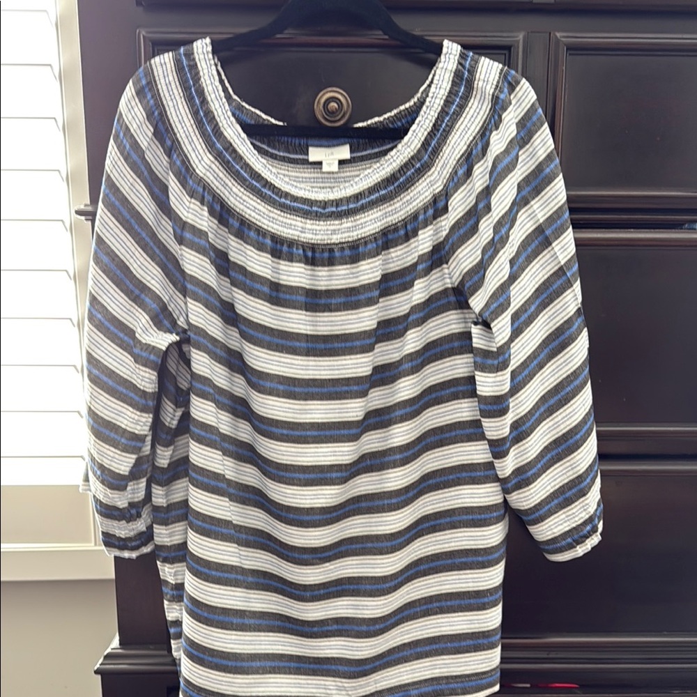 Striped JJill  Blue and White Women's Top